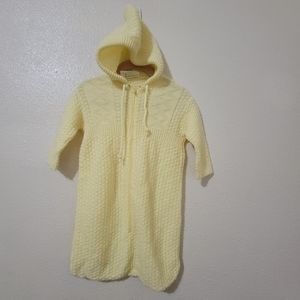 Vintage Tiny Tots Yellow Hooded Knit Sleepsack Unisex Size 3-6 Months